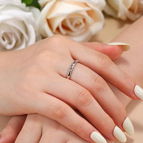 Ladylike 3 Stone Moissanite Bezel Set Wedding Bands in Sterling Silver for Her