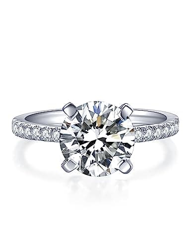 IMOLOVE Moissanite Engagement Ring for Women 1-2CT VVS1 Clarity D Color Promise Ring Size 4-11