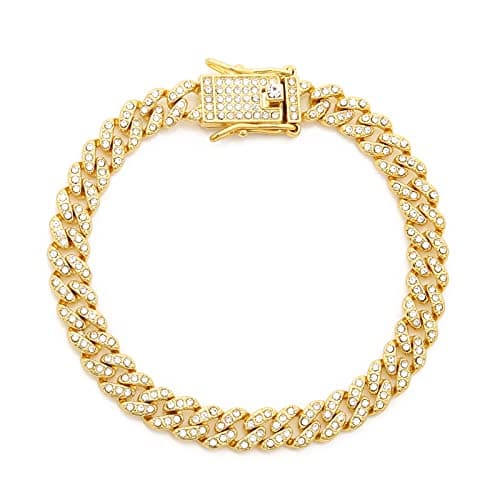 HIPBLING Iced Out Cuban Link Watch Bracelet for Men with Diamond