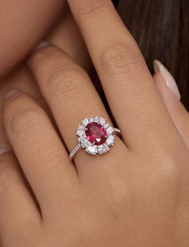 Michooyel 2.0ct Pigeon Blood Ruby Oval Cut Engagement Ring Bands