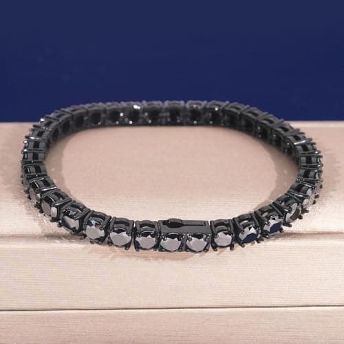 316 Stainless Steel Black Moissanite Bracelet, 4/5mm Tennis Style Lab Grown Jewelry