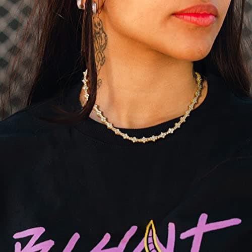 Lulu Mel 14K Gold Plated 5A CZ Diamond Hip Hop Tennis Choker Necklace for Men & Women