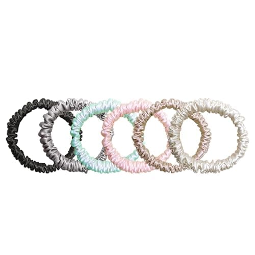 Chloven 6 Pack Mulberry Silk Scrunchies - 100% Pure Silk Hair Ties for Women