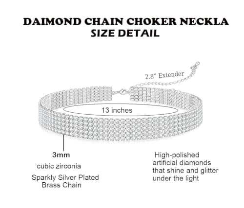 Yamberdoly Sparkly Synthetic Diamond Tennis Choker for Women