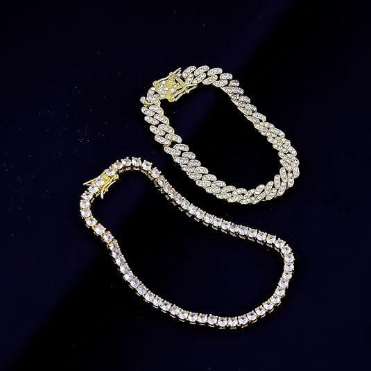 Senteria 2 Pcs Cuban Link Bracelet for Men Women