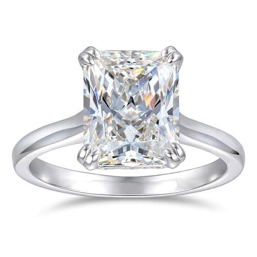 HAFEEZ CENTER 14K Gold 4ct Radiant Cut Moissanite Engagement Ring