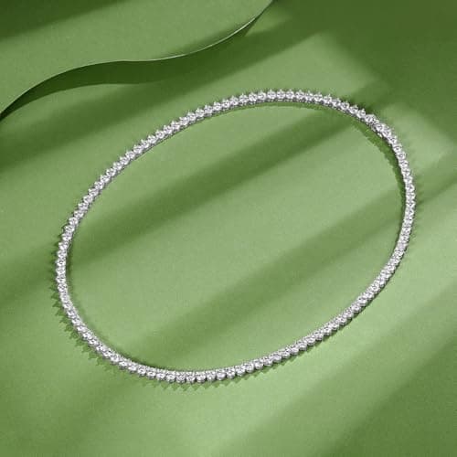 TIKJE 14K Gold Plated 4mm Round CZ Tennis Necklace for All