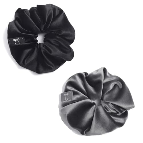 Premium Silk Velvet Scrunchies for Women, Soft Leave Yellow Milky White, 2pcs