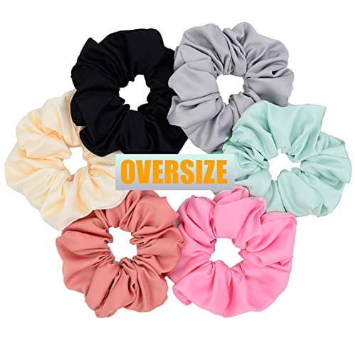 Oversized Satin Scrunchies for Girls & Women, 6 Colors