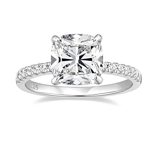 EAMTI 925 Sterling Silver Cushion Cut CZ Rings for Women Engagement Wedding Size 3-11