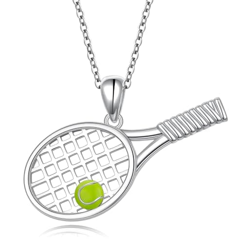 DAOCHONG S925 Sterling Silver Tennis Racket Pendant Necklace Gift