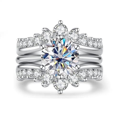 Sure, here's a refined and simplified version of the original title:

AnuClub Moissanite Bridal Set 4.52cttw (3CT Center Stone) D Color VVS1 Sterling Silver Ring with Certificate