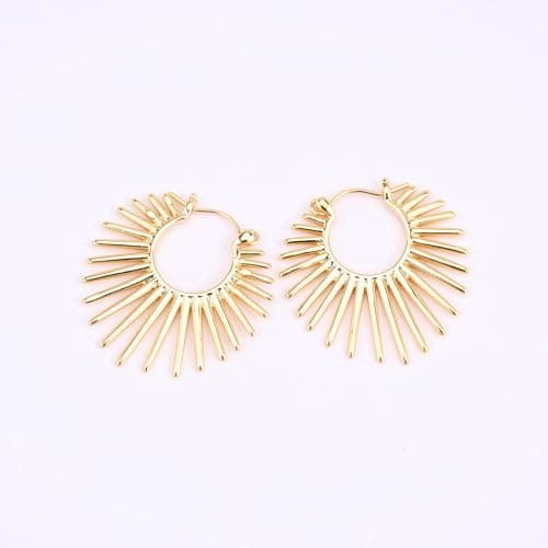 BaubleStar Sunburst Hinged Hoop Statement Earrings