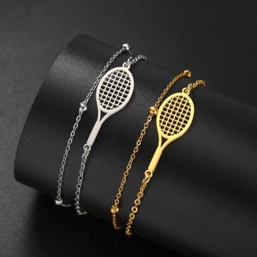 VASSAGO Adjustable Tennis Racket Charm Bracelet Gifts for Tennis Enthusiasts