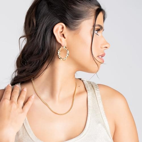 Barzel 18K Gold Plated Twisted Hoop Earrings, Made in Brazil