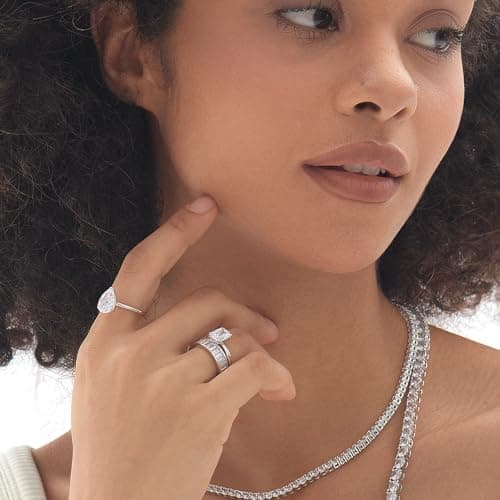 Michooyel 2.0ct Pear Cut CZ Solitaire Ring for Women