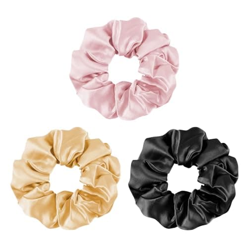 Mulberry Silk No-Damage Scrunchies for Curly Hair, 3 Pack