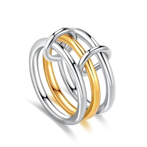 Interlocking Gold & Silver Maximalist Cubic Zirconia Ring for Women Men
