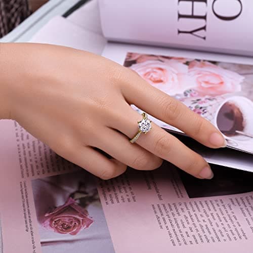 Moissanite Solitaire Engagement Rings for Women, 925 Sterling Silver Promise Ring
