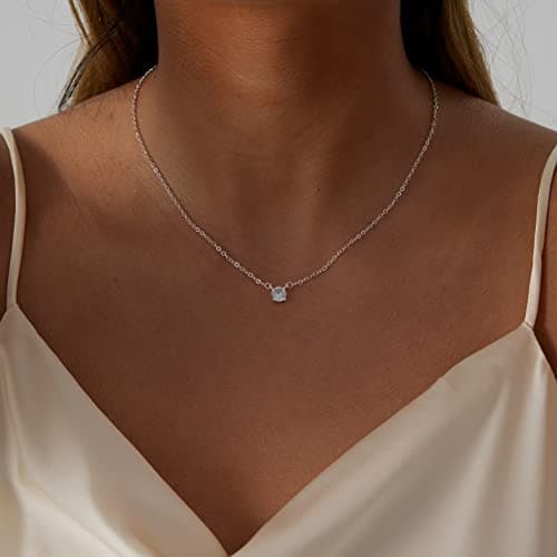 MIDEEO CZ Diamond Layered Pendant Necklace for Women