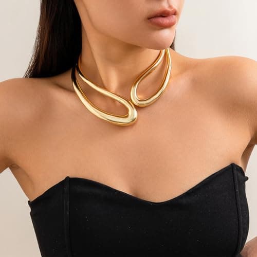 Chunky Gold Choker Necklace for Women and Teen Girls