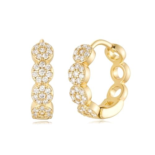 MYEARS 14K Gold Plated Hypoallergenic Women's Gold Earrings Cubic Zirconia Hoop