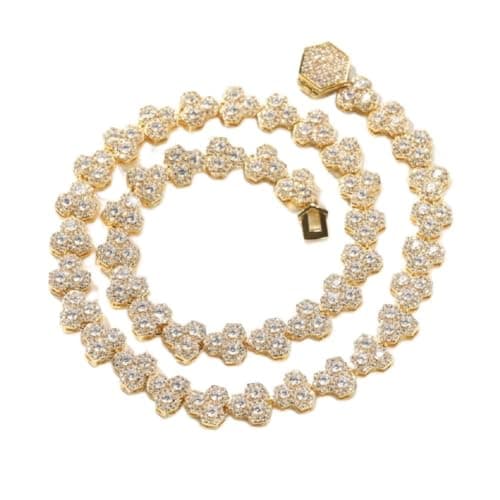 Lulu Mel Hip Hop 14K White Gold Plated 10mm Honeycomb Chain Necklace, 18-20 Inches Rapper Style
