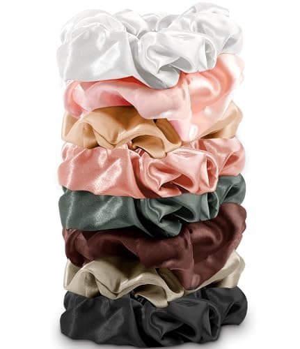 8 Pack Satin Hair Scrunchies for Women