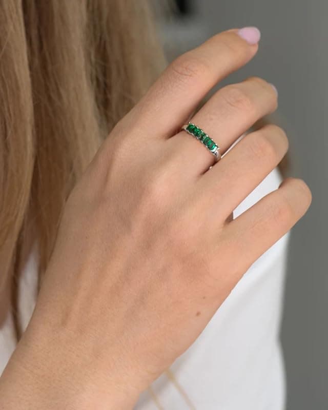 Starchenie Sterling Silver Stackable Baguette Birthstone Eternity Rings for Women