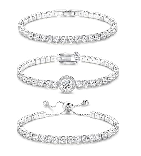 YADOCA Silver Plated Cubic Zirconia Bracelet Stack Set