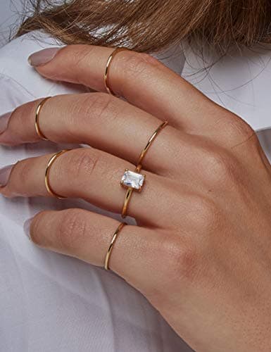 Women's Adjustable 18K Gold Plated CZ Statement Ring
