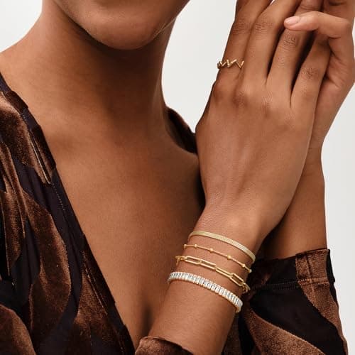 MEVECCO 14K Gold Plated Dainty Chain Bracelet for Women