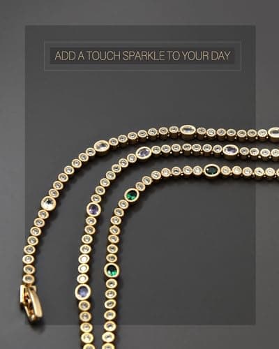 KZZENKI 3mm Gold Cubic Zirconia Tennis Bracelet, 7 Inch