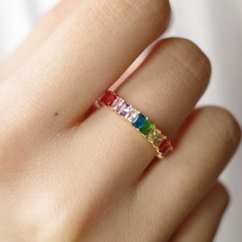 Michooyel Eternity Rainbow Ring for Women