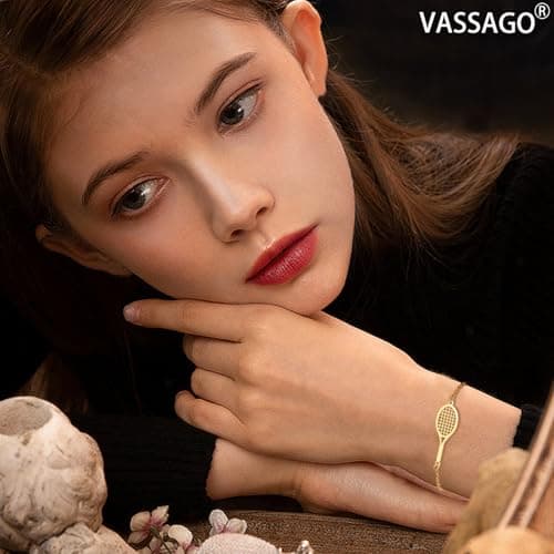 VASSAGO Adjustable Tennis Racket Charm Bracelet Gifts for Tennis Enthusiasts