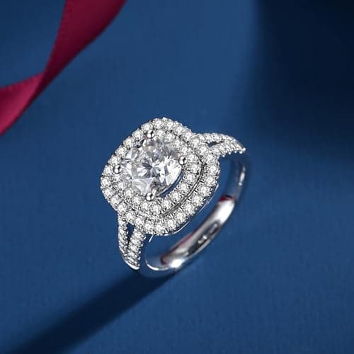 Women's Moissanite Rings, 3CTTW Cushion Cut Engagement Rings