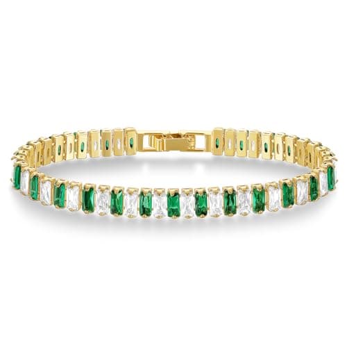 KELORIS PATH Women's 14K Gold Plated White Gold CZ Tennis Bracelet