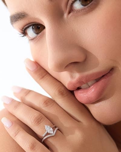 Michooyel S925 1.5ct Marquise Cut 2in1 Engagement & Wedding Rings for Women