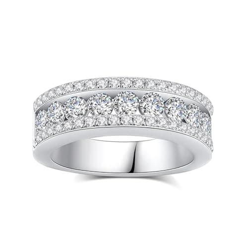 VAXOJEL D Color VVS1 Moissanite Engagement Ring 18K White Gold Plated Sterling Silver