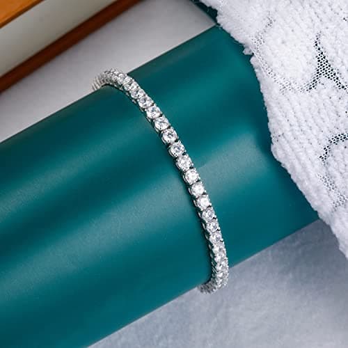 TIKJE 925 Sterling Silver 2-7mm CZ Classic Tennis Bracelet | Women's White Gold Tone Bracelet | Size 6-8.5 inches