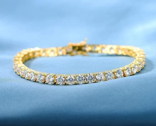 MDFUN Cubic Zirconia Bracelet 18K Gold Plated 6-8.5 inches