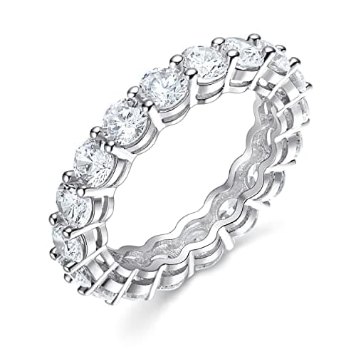 Gemsme 18K White Gold Filled CZ Eternity Ring for Women Size 5-10