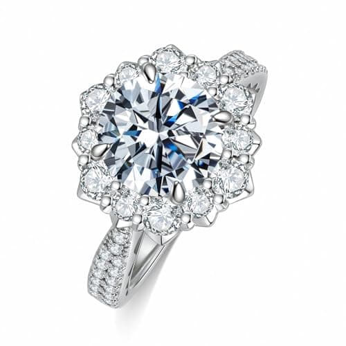 Elio Passero Women's Moissanite Engagement Rings, D Color, VVS1 Clarity, 925 Sterling Silver, 18K White Gold Plated