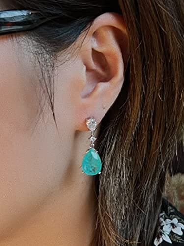 Michooyel S925 5ct Paraiba Drop Earrings for Women