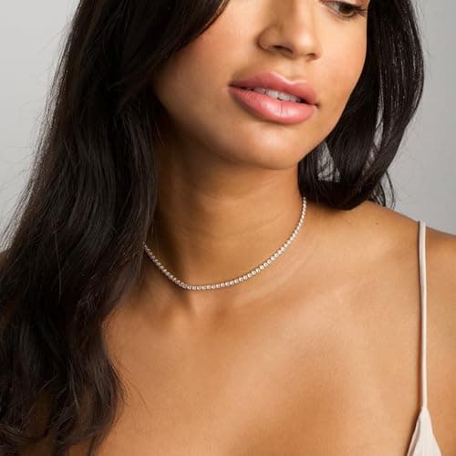 Thaivor Women's 14K Gold/Silver Plated Rhinestone Tennis Choker Necklaces