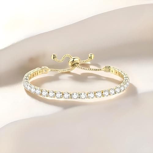 SUPAC Gold Tennis Bracelet, Luxury Shiny Simulated Diamond Jewelry