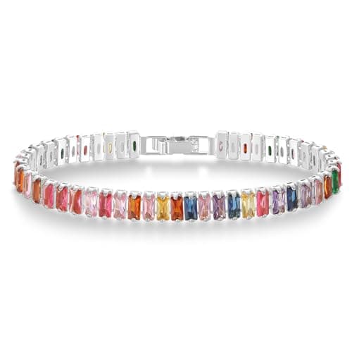 KELORIS PATH Women's 14K Gold Plated White Gold CZ Tennis Bracelet