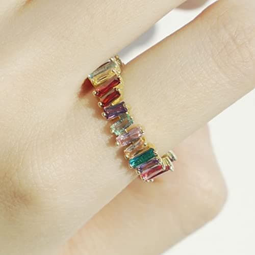 Michooyel Eternity Rainbow Ring Band for Women