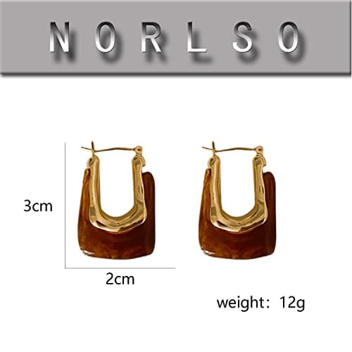 NORLSO Chunky Clear Retro U-Shaped Hoop Minimalist Square Resin Huggie Earrings