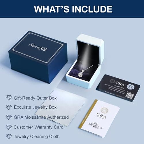 SecreTalk 1-3CT Moissanite Pendant Necklace, 3 Prong 925 Sterling Silver Gift for Mother or Wife